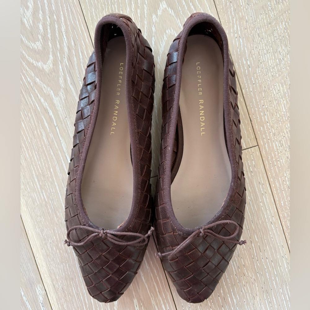 Loeffler Randall Brown Landry Woven Leather Ballet Flats